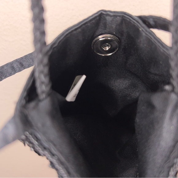 Black Sequin Small Purse Crossbody  Event Party Formal Glam Goth Retro Pinup - Picture 8 of 11